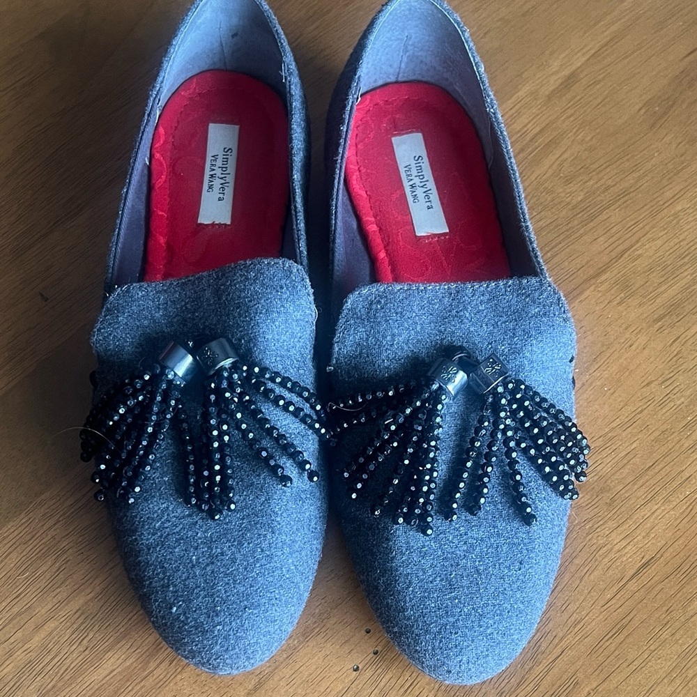 Vera Wang Gray Beaded Women's Loafers